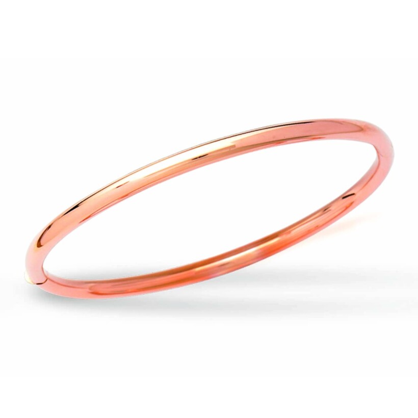 Bracelet Jonc ouvrant, fil rond 3 mm, forme ovale 58 mm, Or rouge 18k