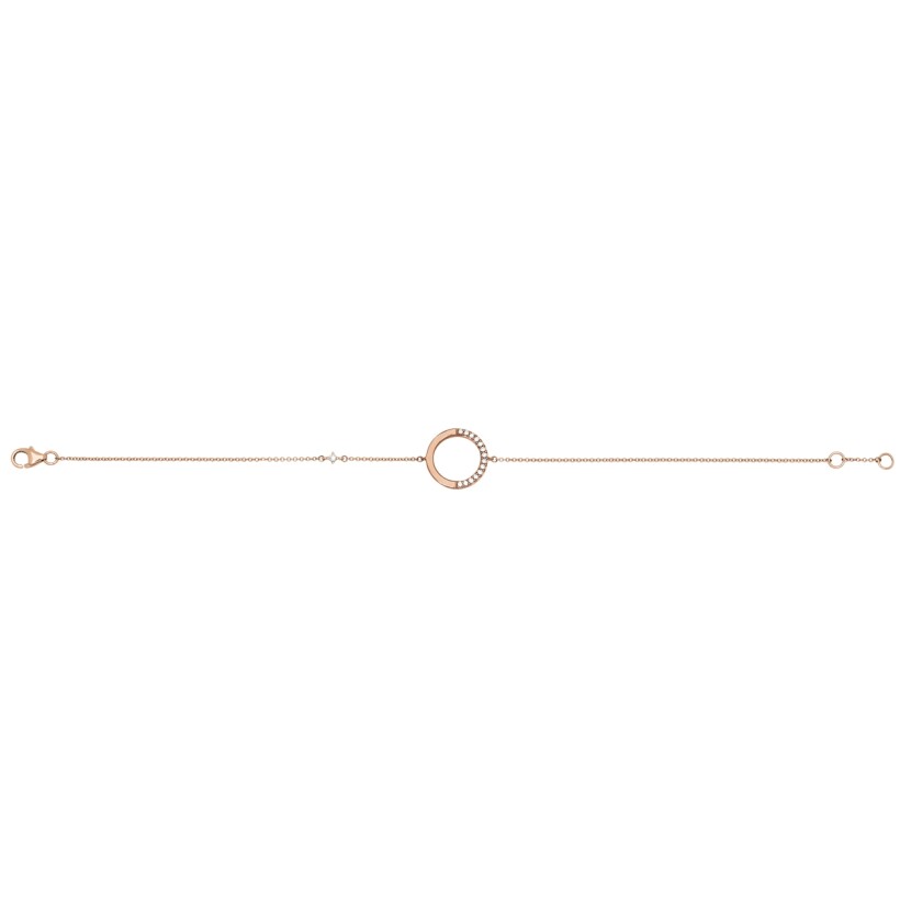 Bracelet chaîne cercle diamants 0,08ct sur chaîne, 16-18 cm, Or rose 18k
