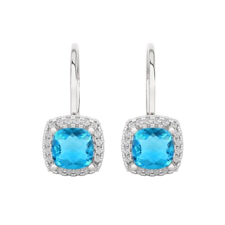 Boucles d’Oreille Pierre Fine 2*6 mm Entourage 0,18 Carats GHSI