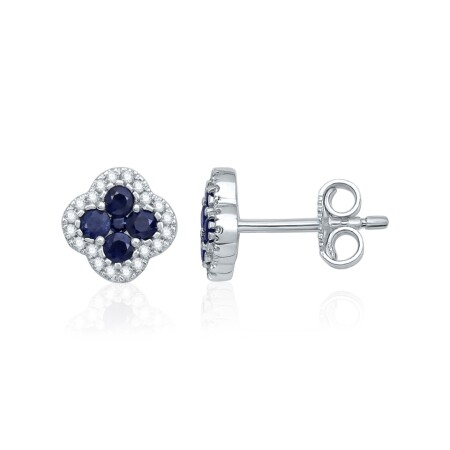 Boucles d’oreille saphir 0,45 carats et Diamants 0,10 carats GSI