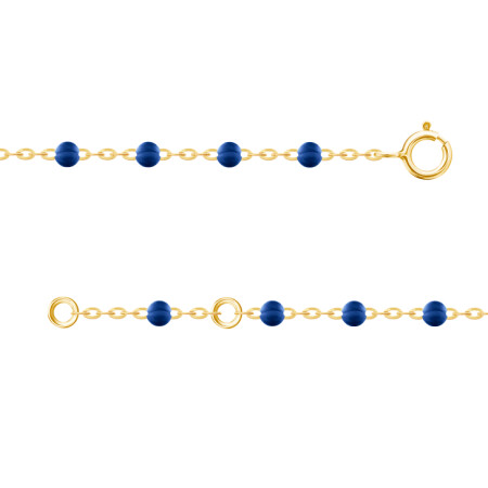 Bracelet chaine forçat miroir or jaune boules résine bleue