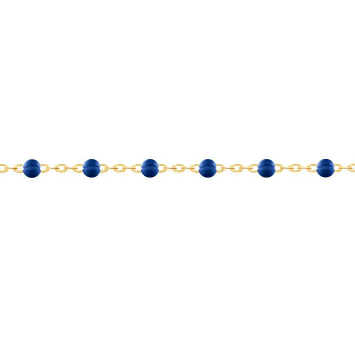 Bracelet chaine forçat miroir or jaune boules résine bleue