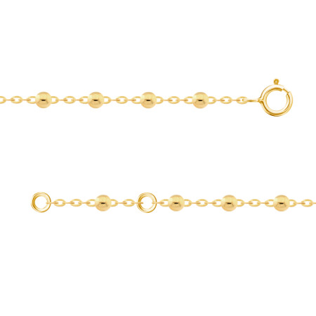 Bracelet chaine forçat miroir or jaune boules 2.5mm