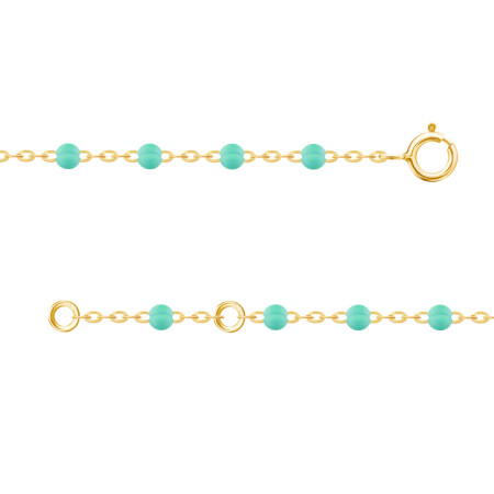 Bracelet chaine forçat miroir or jaune boules résine Verte turquoise