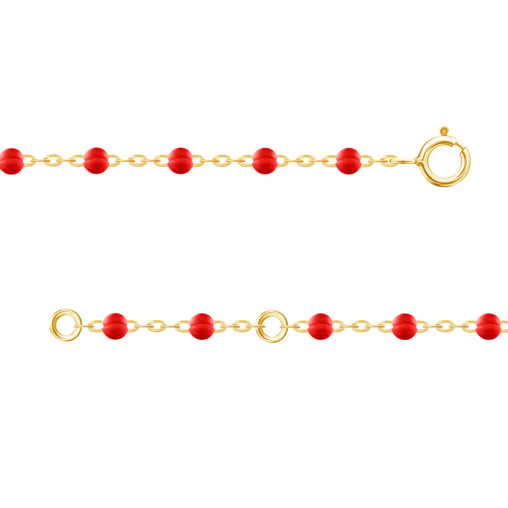 Collier chaîne Forçat  en or jaune et boules résine rouge