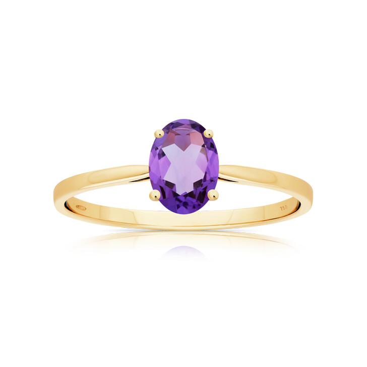 Bague  or jaune Amethyste Ovale