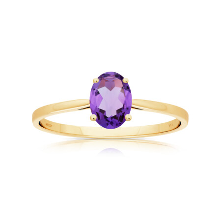 Bague  or jaune Amethyste Ovale