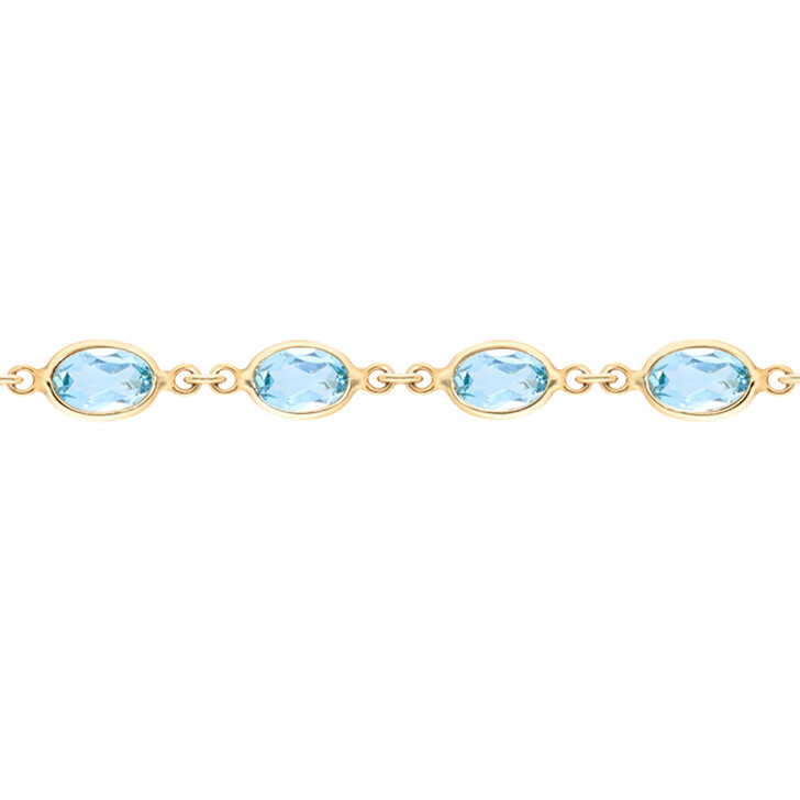 Bracelet or jaune Topaze bleue