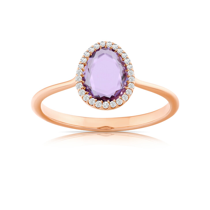 Bague or rose Amethyste entourage diamants