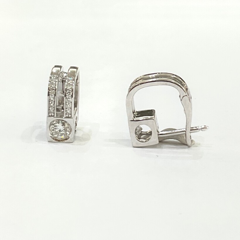 Boucles d'oreilles créoles dinh van Le Cube Diamant en or blanc et diamants O07400005