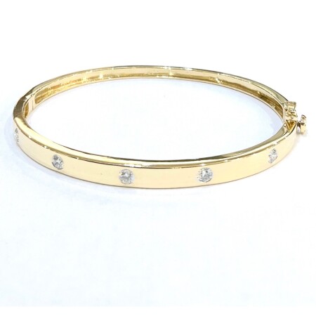 Bracelet Exclusive, rigide or jaune et 5 diamants