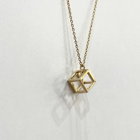 Collier or jaune Étincelle cube diamant