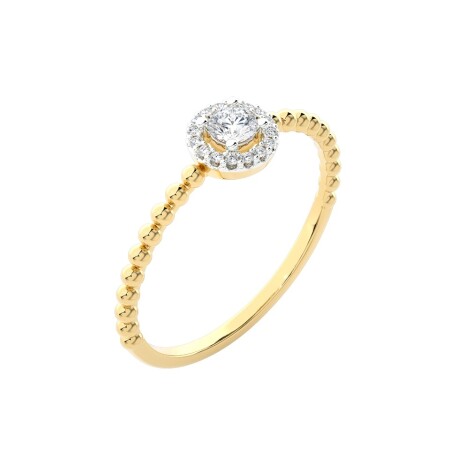 Solitaire Tendance or jaune et diamant