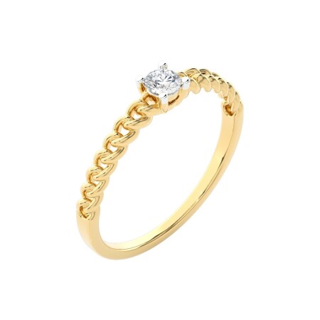 Solitaire Tendance or jaune et diamant