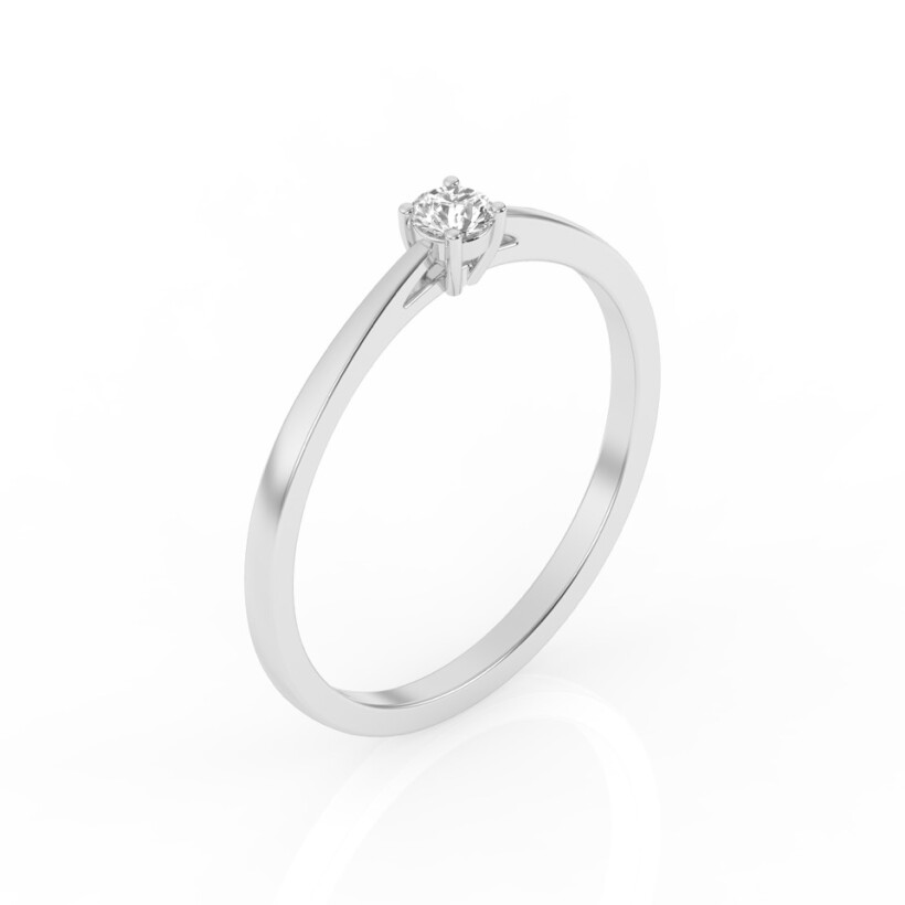 Solitaire Tendance or blanc et  Diamant