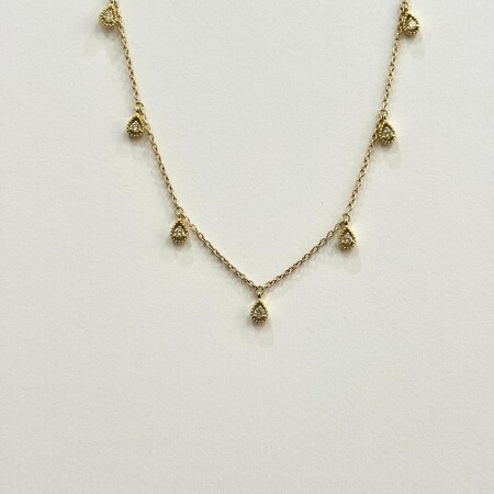 Collier or jaune et 7 diamants