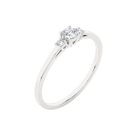 Solitaire mini trilogie or blanc , diamants