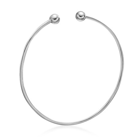 Bracelet Jonc massif, fil rond 1,5 mm, forme ovale 60 mm, Or gris 18k