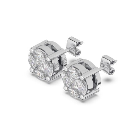 Boucles d’Oreilles Illusion Marquise or blanc et diamants