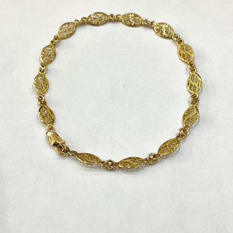 Bracelet filigrane or jaune