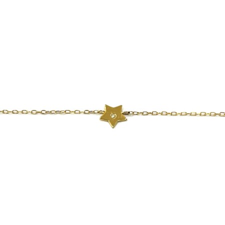 Bracelet or jaune motif étoile 1 diamant.