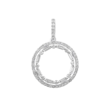 Pendentif or blanc Baguettes Diamants