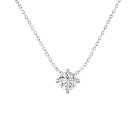 Collier or blanc Solitaire 4 Griffes sans Bélière