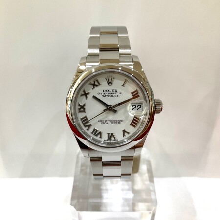 Montre Rolex datejust 278240 tout acier, sur bracelet oyster cadran blanc.