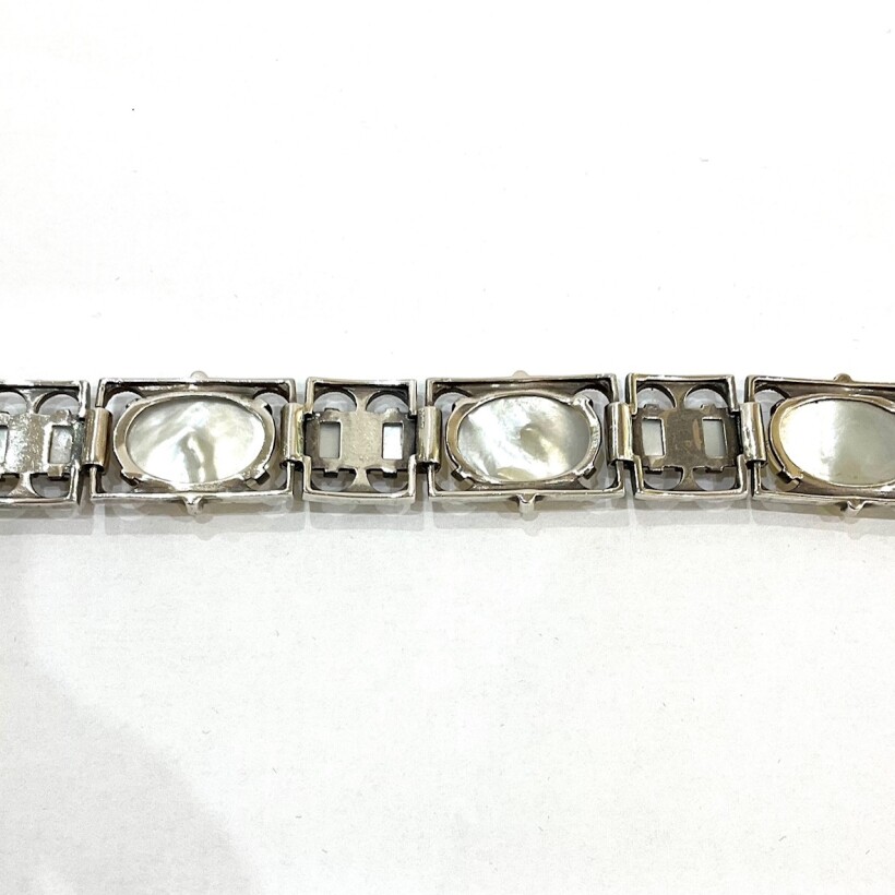 Bracelet vintage argent nacre et marcassite ref: O07200008