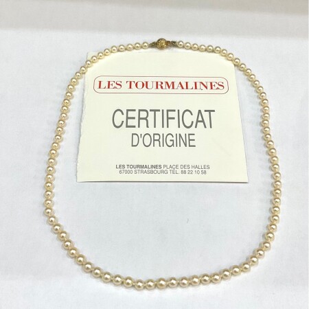 1 collier de perles de culture fermoir boule godron or jaune. ref: D07100014