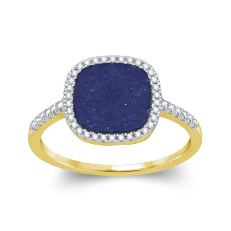 Bague or jaune plaque Lapis Lazuli et Diamants