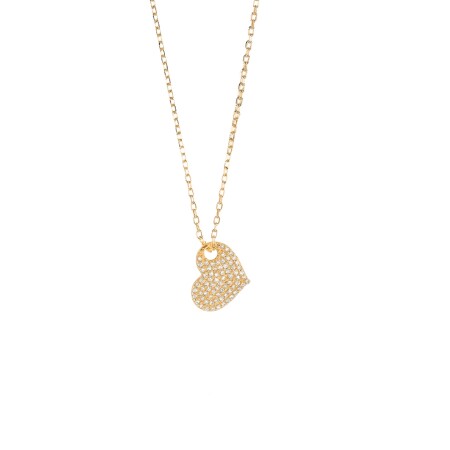 Collier Coeur incliné, diamants et Or jaune 18k