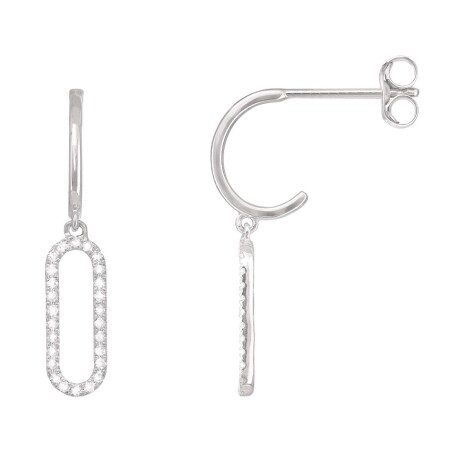 Boucles d'oreilles pendantes, motif Rectangle , Or gris 18k