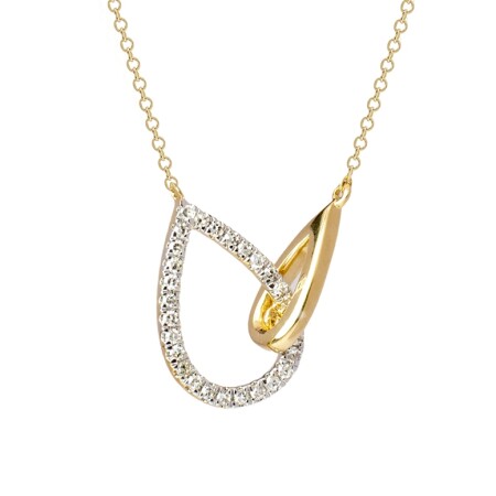 Collier motif gouttes entrelacées, diamants et Or jaune 18k