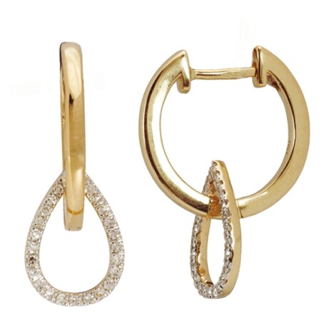 Boucles d'oreilles motif Gouttes ajourées, diamants et Or jaune 18k