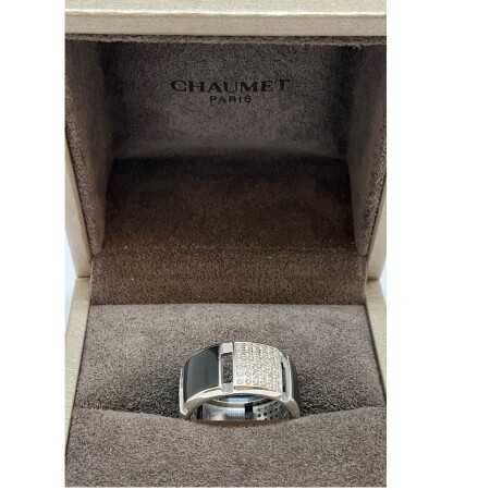 Bague Chaumet Class One en or blanc, laque noire et diamants