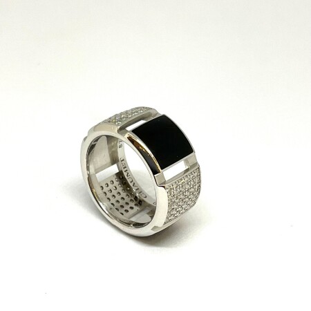 Bague Chaumet Class One en or blanc, laque noire et diamants