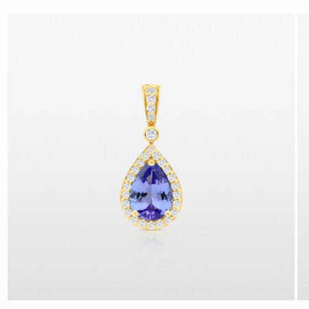 Pendentif or jaune  Poire Tanzanite et  Diamants