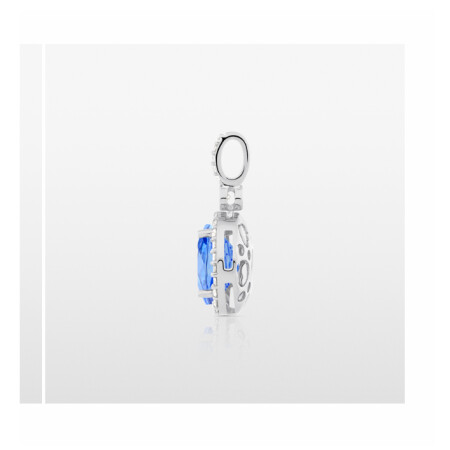 Pendentif en or blanc , saphir et diamants