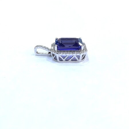 Pendentif or blanc Tanzanite et Diamants