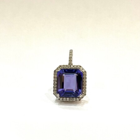 Pendentif or blanc Tanzanite et Diamants