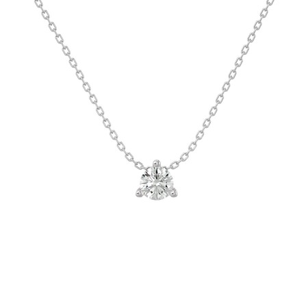 Collier or blanc Solitaire diamant 3 Griffes sans Bélière