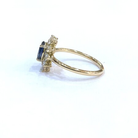 Bague or jaune saphir et diamants