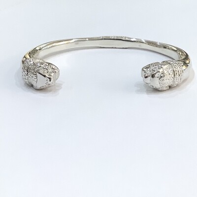Bracelet Argent rigide têtes  de lion