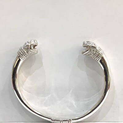 Bracelet Argent rigide têtes  de lion
