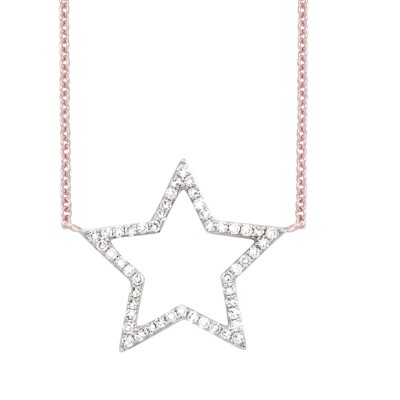 Collier Etoile, diamants 0,14ct, Or rose 18k
