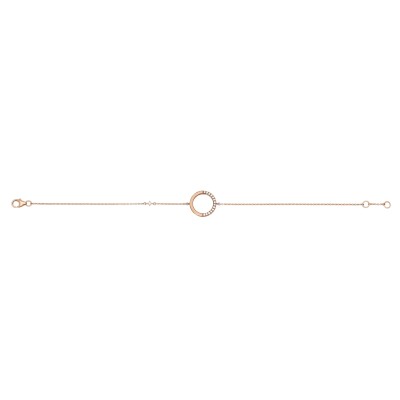 Bracelet chaîne cercle diamants 0,08ct sur chaîne, 16-18 cm, Or rose 18k