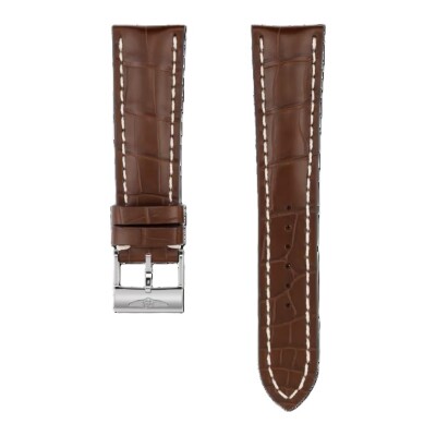Bracelet en cuir d’alligator marron - 24 MM
