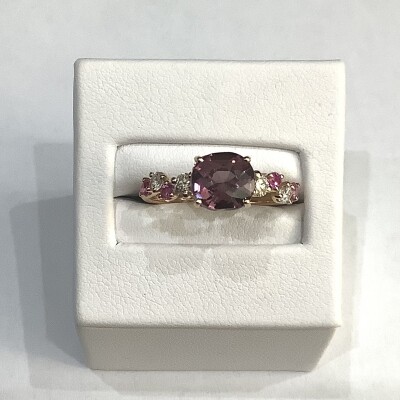 Bague or rose spinelle diamant et saphir rose