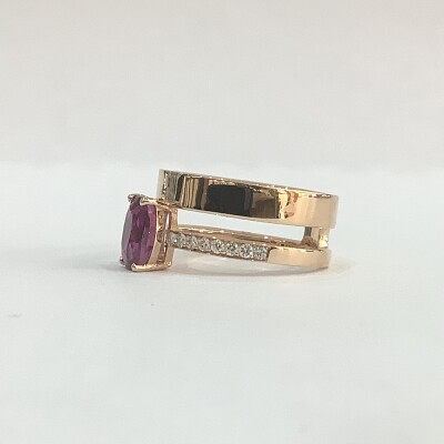 Bague or rose Rubellite et diamants